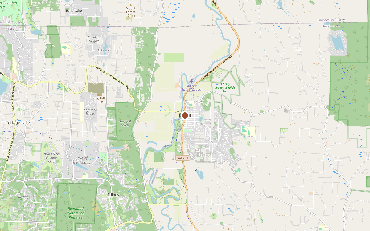 Map of our chimney service area in Duvall, King County, WA