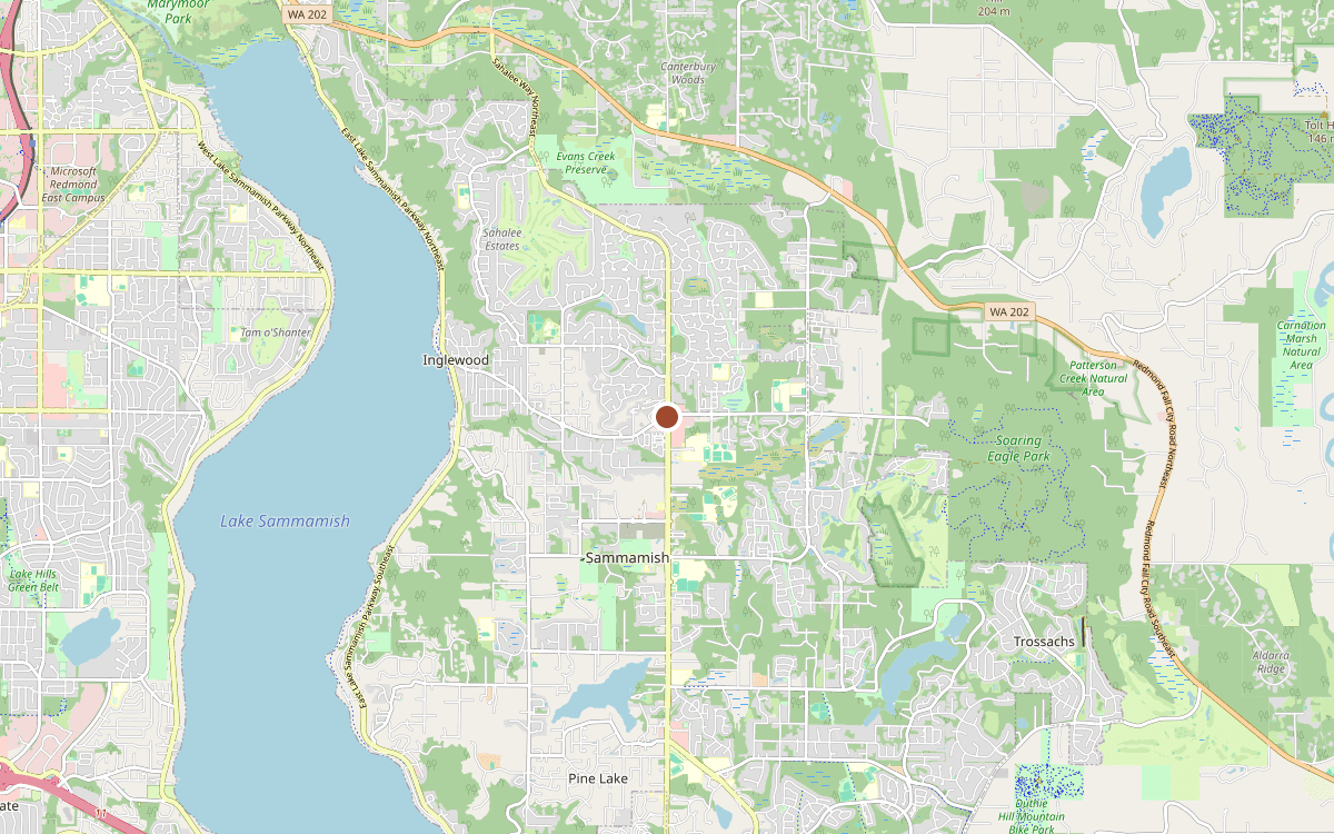 Map of our chimney service area in Sammamish, King County, WA