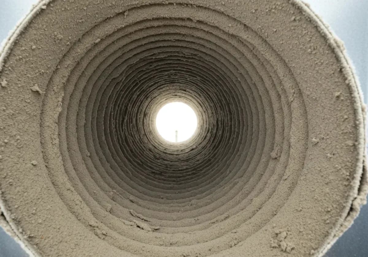 Before — air duct cleaning: Dust-loaded supply and return ducts cleaned for measurable airflow gains.