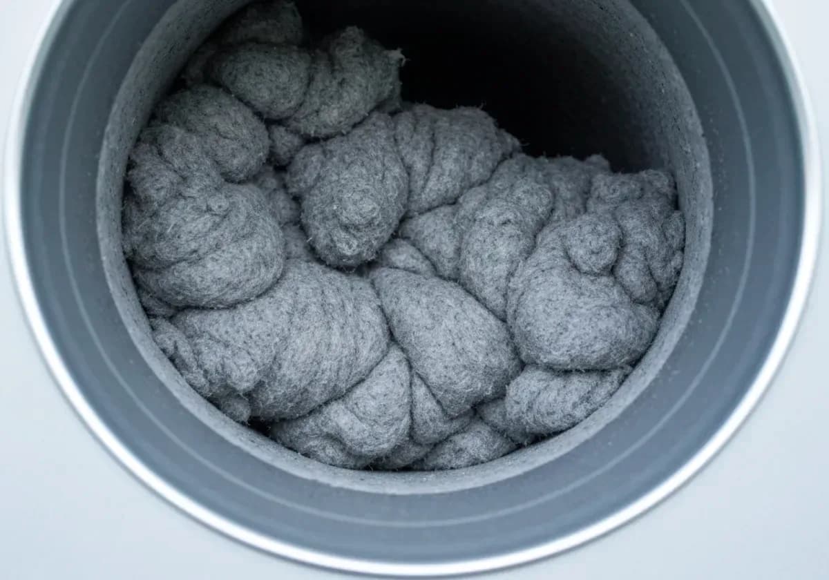 Before — dryer vent cleaning: A lint-packed vent run cleared end to end, airflow verified at the hood.