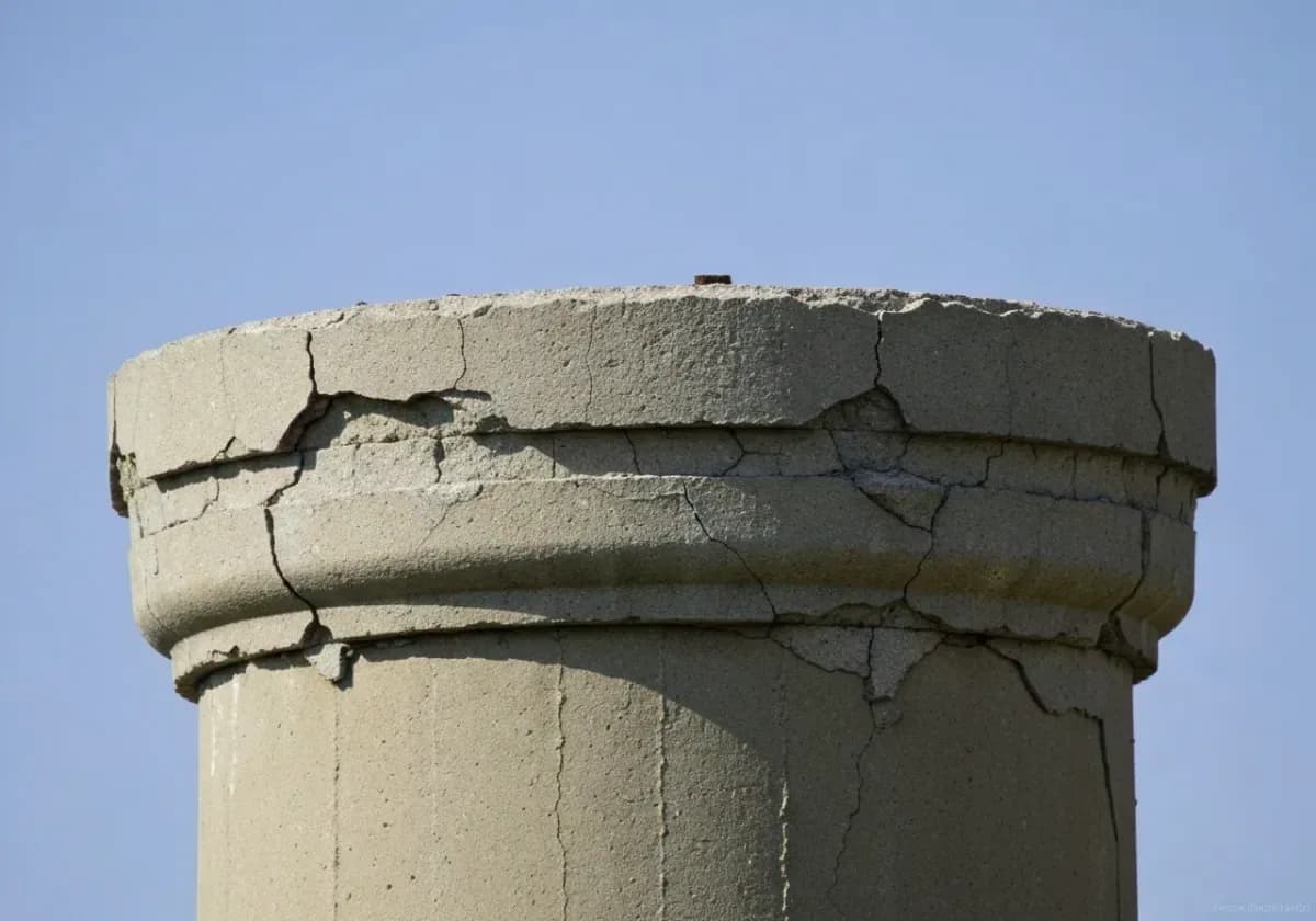 Before — masonry repair (crown / repointing): Cracked crown recast and eroded top joints repointed to shut down water entry.