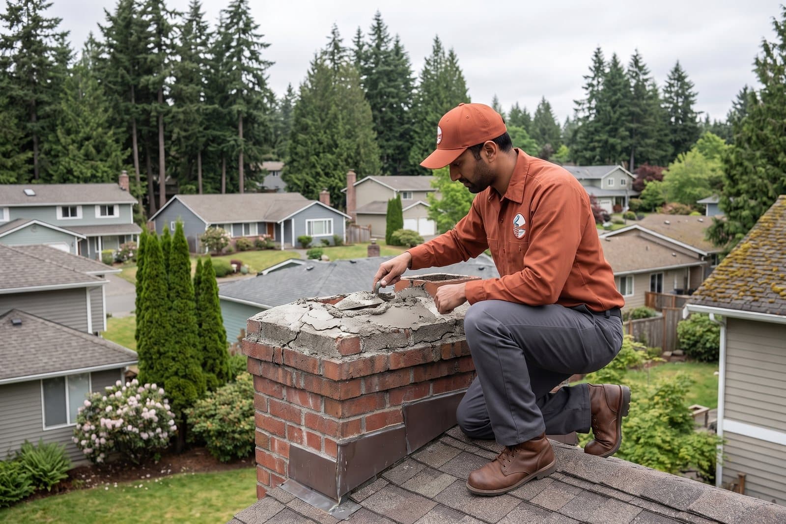 Chimney crown repair and repointing
