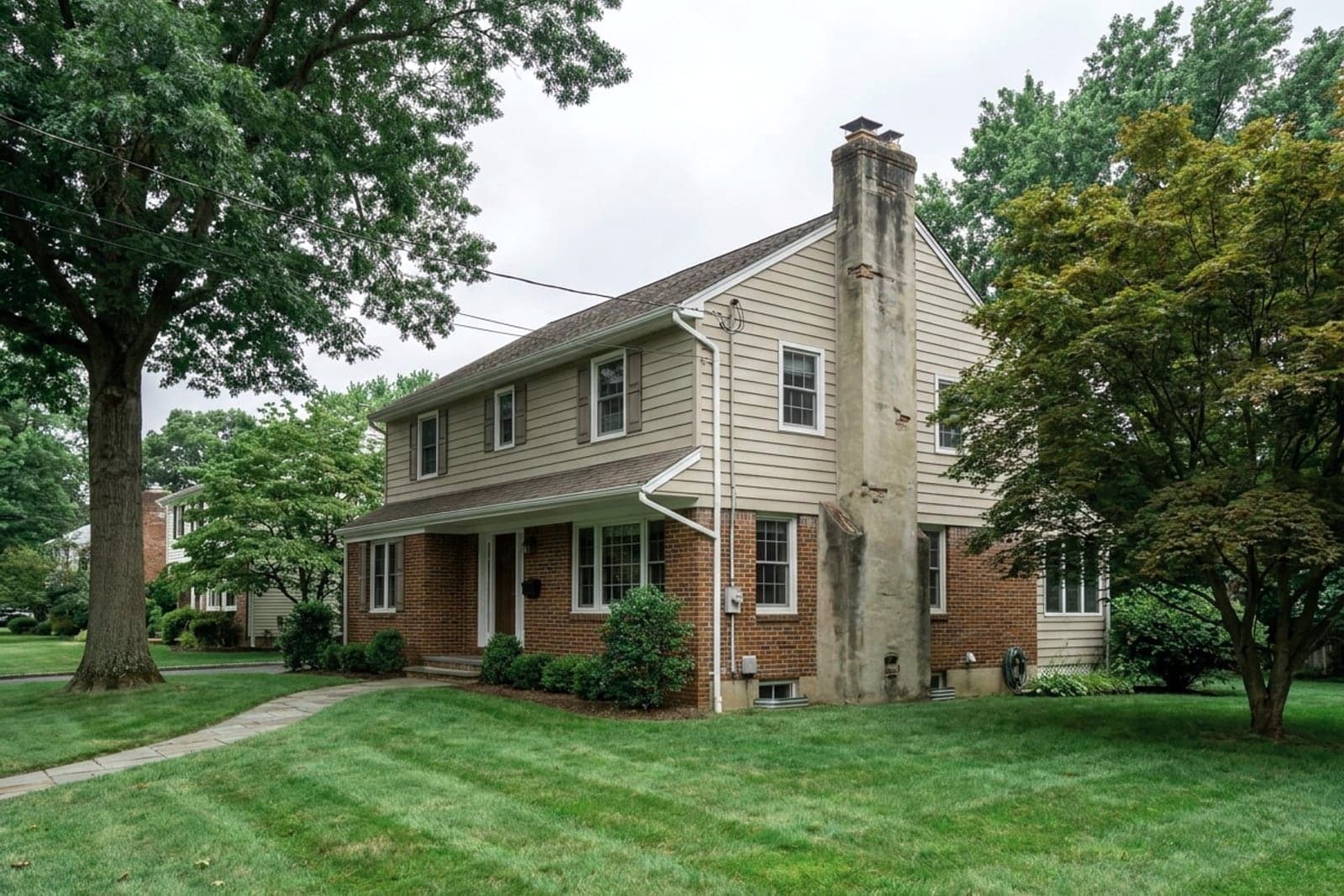 An east King County home with a masonry chimney